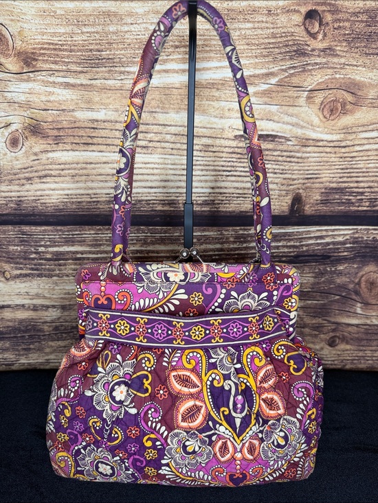 Vera Bradley Handbags - Vera Bradley Purple Floral Quilted Shoulder Bag with Kiss Lock Closure